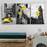 Big Ben Clock Tower And House Landscape Vintage Painting Image Canvas Print for Room Wall Ornament