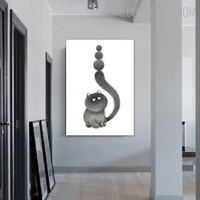 Adorable Cat Animal Modern Painting Image Canvas Print for Room Wall Molding