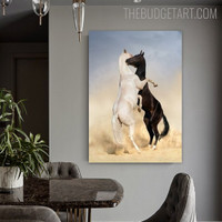 Black And White Horse Animal Modern Painting Picture Canvas Print for Room Wall Getup