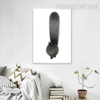 Hairy Cat Animal Modern Painting Image Canvas Print for Room Wall Garnish