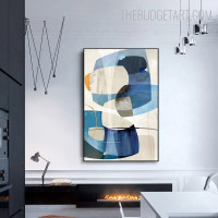 Multicolored Flaw Abstract Geometric Vintage Painting Image Canvas Print for Room Wall Décor