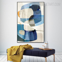 Multicolored Flaw Abstract Geometric Vintage Painting Image Canvas Print for Room Wall Trimming