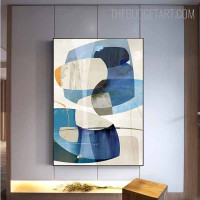Multicolored Flaw Abstract Geometric Vintage Painting Image Canvas Print for Room Wall Finery