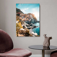 Hill Seascape Landscape Modern Painting Picture Canvas Print for Room Wall Disposition