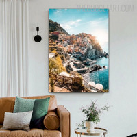 Hill Seascape Landscape Modern Painting Picture Canvas Print for Room Wall Drape