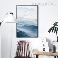 Sea Fog Landscape Contemporary Painting Picture Canvas Print for Room Wall Molding