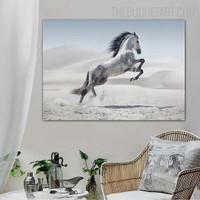 Horse Jumping Animal Modern Painting Picture Canvas Print for Room Wall Adornment