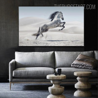 Horse Jumping Animal Modern Painting Picture Canvas Print for Room Wall Flourish