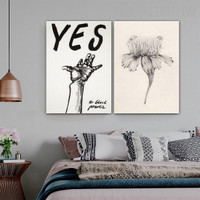 Yes Typography Quotes Vintage Painting Picture Canvas Print for Room Wall Molding