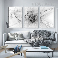 Meandering Lineament Abstract Modern Painting Picture Canvas Print for Room Wall Trimming