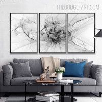 Meandering Lineament Abstract Modern Painting Picture Canvas Print for Room Wall Décor