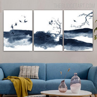 Blemish Ink Abstract Landscape Contemporary Painting Picture Canvas Print for Room Wall Molding