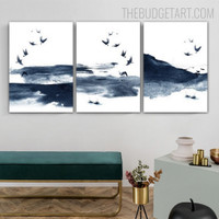 Boats With Birds Abstract Landscape Contemporary Painting Picture Canvas Print or Room Wall Illumination