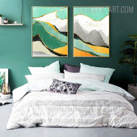 Green Hill Abstract Landscape Modern Painting Picture Canvas Print for Room Wall Flourish