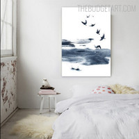 Ink Birds Abstract Landscape Contemporary Painting Picture Canvas Print for Room Wall Embellishment