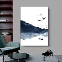 Ink Boat Abstract Landscape Contemporary Painting Picture Canvas Print for Room Wall Flourish