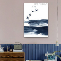 Ink With Flying Birds Abstract Landscape Contemporary Painting Picture Canvas Print for Room Wall Décor