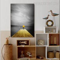 Wooden Bridge Nordic Landscape Vintage Painting Picture Canvas Print for Room Wall Décor