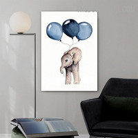 Elephant Balloons Nordic Animal Contemporary Painting Picture Canvas Print for Room Wall Tracery