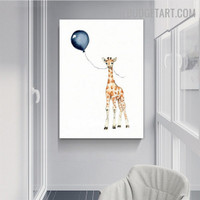 Giraffe Balloon Nordic Animal Contemporary Painting Picture Canvas Print for Room Wall Molding