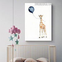 Giraffe Balloon Nordic Animal Contemporary Painting Picture Canvas Print for Room Wall Moulding