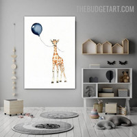 Giraffe Balloon Nordic Animal Contemporary Painting Picture Canvas Print for Room Wall Ornament