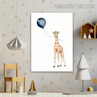 Giraffe Balloon Nordic Animal Contemporary Painting Picture Canvas Print for Room Wall Onlay