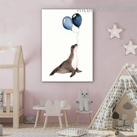 Sea Lion Nordic Animal Contemporary Painting Picture Canvas Print for Room Wall Adornment