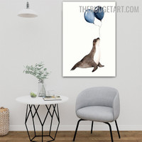 Sea Lion Nordic Animal Contemporary Painting Picture Canvas Print for Room Wall Flourish