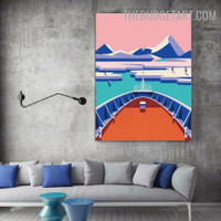 Ice Hill Landscape Vintage Painting Picture Canvas Print for Room Wall Outfit