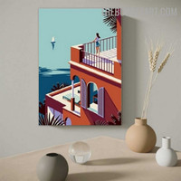 Terrace Landscape Modern Painting Picture Canvas Print for Room Wall Flourish