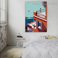 Terrace Landscape Modern Painting Picture Canvas Print for Room Wall Adornment