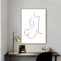 Undressed Lady Abstract Scandinavian Painting Picture Canvas Print for Room Wall Garniture