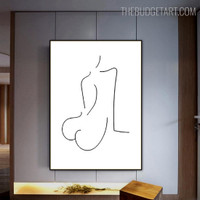 Undressed Lady Abstract Scandinavian Painting Picture Canvas Print for Room Wall Getup