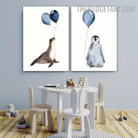Sea Lion Penguin Nordic Animal Contemporary Painting Picture Canvas Print for Room Wall Arrangement