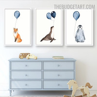 Fox Balloons Nordic Animal Contemporary Painting Picture Canvas Print for Room Wall Décor