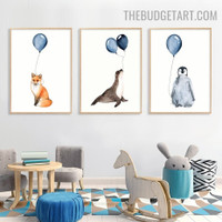 Fox Balloons Nordic Animal Contemporary Painting Picture Canvas Print for Room Wall Outfit