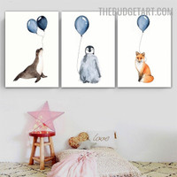 Fox Balloons Nordic Animal Contemporary Painting Picture Canvas Print for Room Wall Garnish