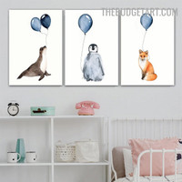 Fox Balloons Nordic Animal Contemporary Painting Picture Canvas Print for Room Wall Trimming