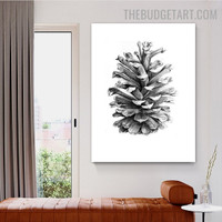 Hand Draw Pine Cone Botanical Vintage Painting Picture Canvas Print for Room Wall Moulding