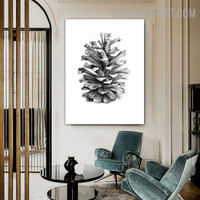 Hand Draw Pine Cone Botanical Vintage Painting Picture Canvas Print for Room Wall Onlay