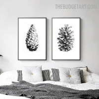 Autumnal Pine Cone Botanical Vintage Painting Picture Canvas Print for Room Wall Garniture