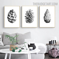Shape Pine Cone Botanical Vintage Painting Picture Canvas Print for Room Wall Molding