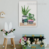 Aloe Vera Leaves Floral Modern Painting Picture Canvas Print for Room Wall Trimming