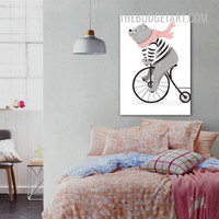 Bear Cycling Animal Cartoon Modern Painting Picture Canvas Print for Room Wall Garnish