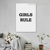 Girls Rule Typography Modern Painting Picture Canvas Print for Room Wall Disposition