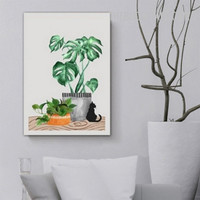 Tropical Palm Leaves Floral Modern Painting Picture Canvas Print for Room Wall Ornamentation