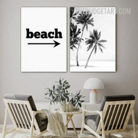 Palm Trees Botanical Vintage Painting Picture Canvas Print for Room Wall Garniture