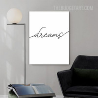 Dreams Typography Modern Painting Picture Canvas Print for Room Wall Molding