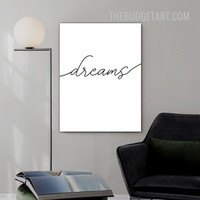 Dreams Typography Modern Painting Picture Canvas Print for Room Wall Molding